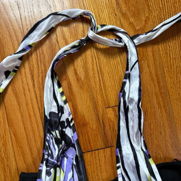 Vintage y2k 2000s satin Bebe halter top with tie neck and floral pattern - Picture 6 of 8